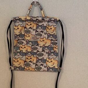 Kwaii Cat Cinch Sac Drawstring NWOT-Playful Meow Design
